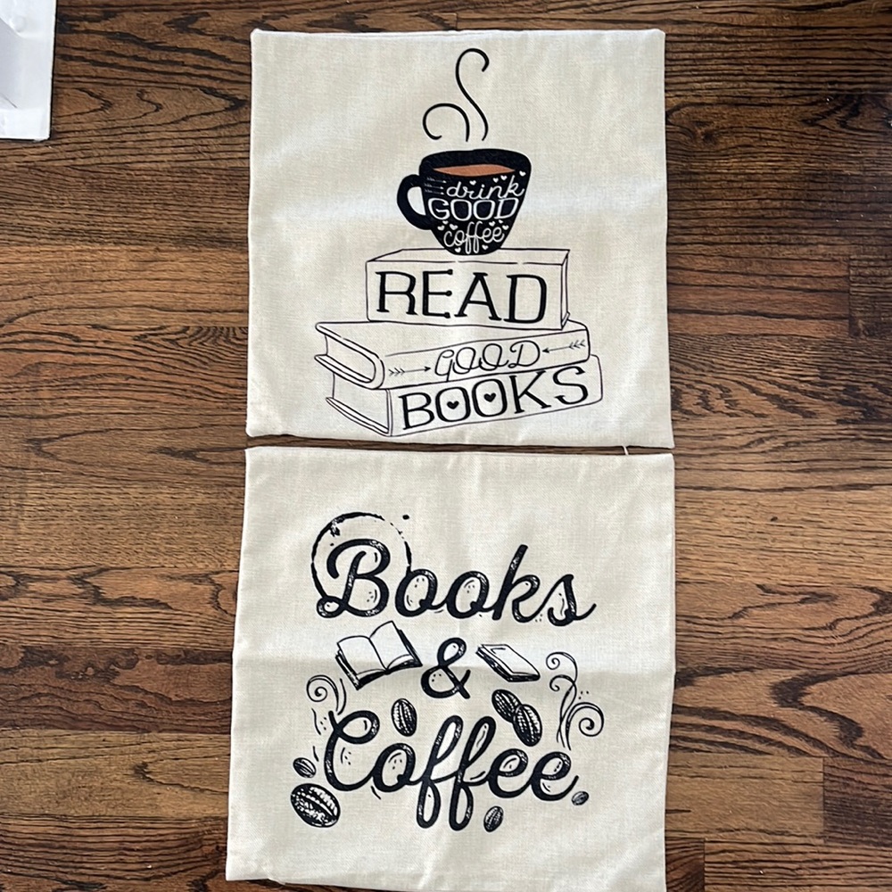 Book lovers pillow covers. Set of 2,  16x16, zipper bottom.